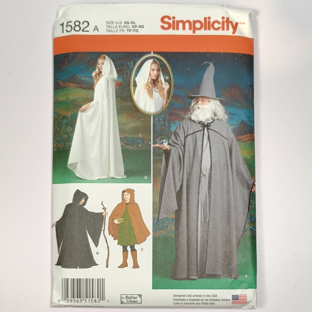 Simplicity 1582 Cape, Tunic, and Hat Costume Sewing Pattern